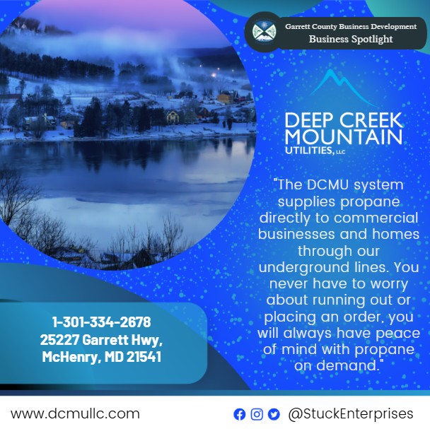 Todays Business Spotlight 🏠 Deep Creek Mountain Utilities! 
Visit them at www.dcmullc.com or Stuck Enterprises, Inc 
Follow us to see more daily Garrett County Business Spotlights!
If you are interested in having your business featured contact Connor Norman at cnorman@garrettcountymd.gov. #businessdevelopment #garrettcountymd